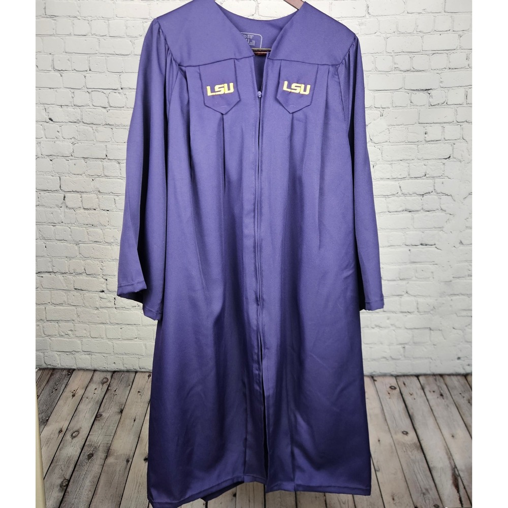 Oak Hall LSU Graduation Gown Purple GreenWeaver Recycled Robe 5ft 6in to 5ft 8in